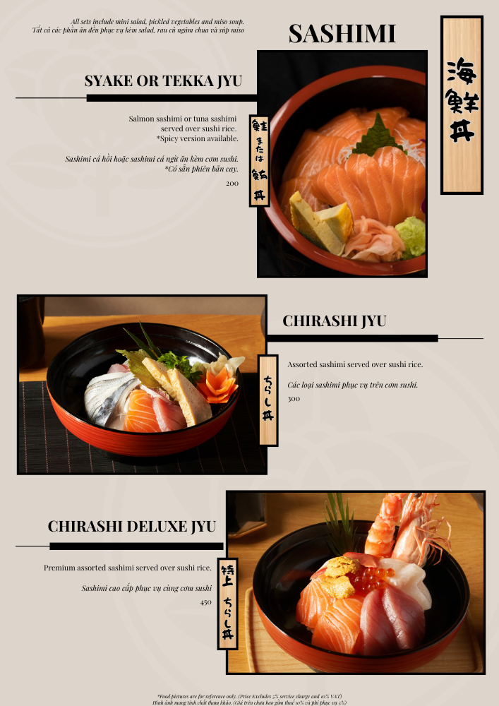 5 Sashimi Sets